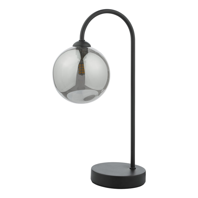 Load image into Gallery viewer, Dar Lighting EIS4122 Eissa 1 Light Touch Table Lamp Matt Black Smoked Glass - 37126
