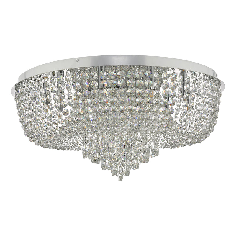 Load image into Gallery viewer, Dar Lighting EIT4808 Eitan 12 Light Beaded Flush Clear and Polished Chrome - 35010
