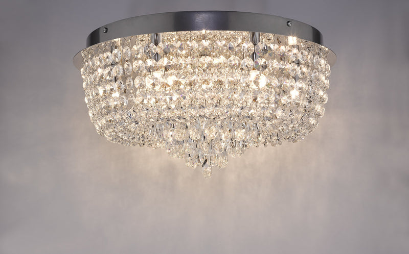 Load image into Gallery viewer, Dar Lighting EIT5008 Eitan 9 Light Beaded Flush Clear and Polished Chrome - 25040
