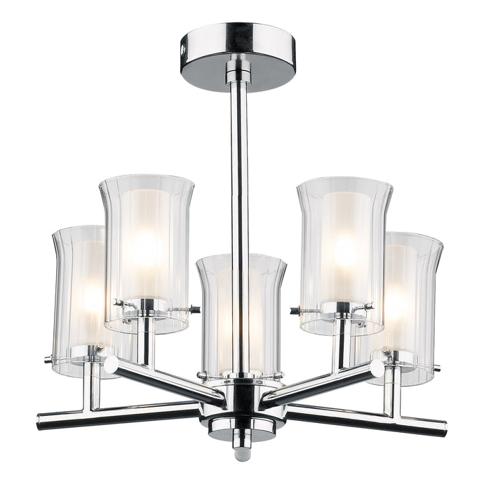 Dar Lighting ELB0550 Elba 5 Light Semi Flush Polished Chrome IP44 - 12638