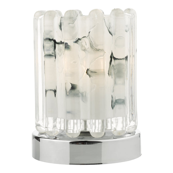 Dar Lighting ELF4150 Elf Touch Table Lamp Polished Chrome With Ribbed Glass - 21140