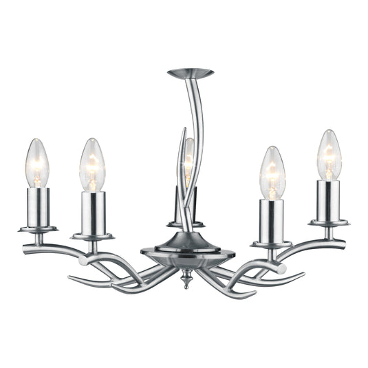 Dar Lighting ELK0546 Elka 5 Light Pendant Satin Chrome - 12801