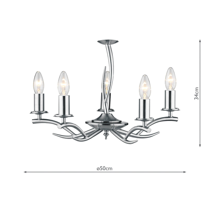 Load image into Gallery viewer, Dar Lighting ELK0546 Elka 5 Light Pendant Satin Chrome - 12801
