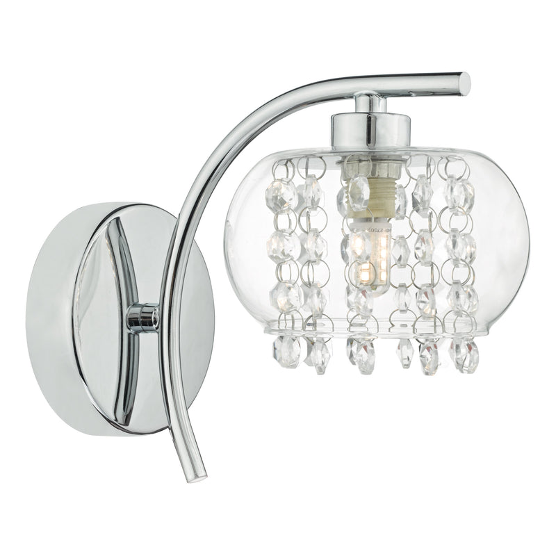 Load image into Gallery viewer, Dar Lighting ELM0750 Elma Single Wall Light Polished Chrome &amp; Glass - 35011
