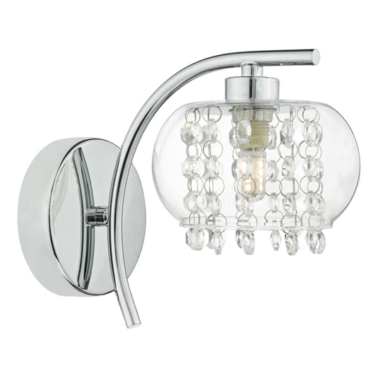 Dar Lighting ELM0750 Elma Single Wall Light Polished Chrome & Glass - 35011