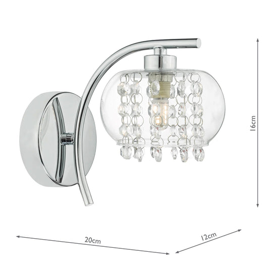 Dar Lighting ELM0750 Elma Single Wall Light Polished Chrome & Glass - 35011
