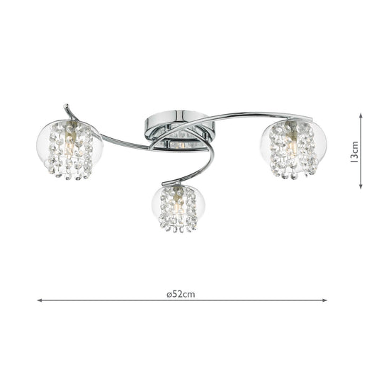 Dar Lighting ELM5350 Elma 3lt Semi Flush Polished Chrome & Glass - 35012