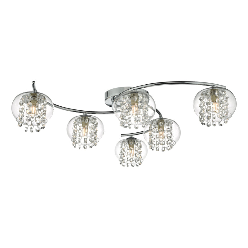 Load image into Gallery viewer, Dar Lighting ELM6450 Elma 6lt Semi Flush Polished Chrome &amp; Crystal - 35013
