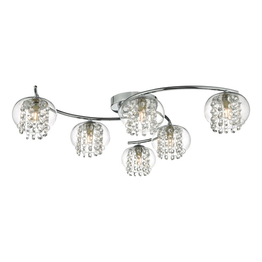 Dar Lighting ELM6450 Elma 6lt Semi Flush Polished Chrome & Crystal - 35013