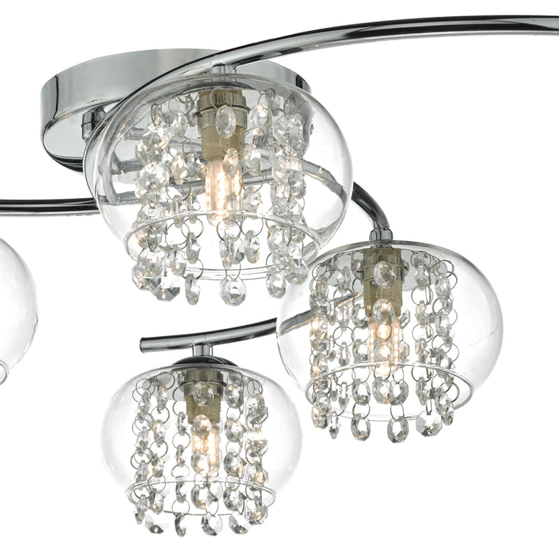 Load image into Gallery viewer, Dar Lighting ELM6450 Elma 6lt Semi Flush Polished Chrome &amp; Crystal - 35013

