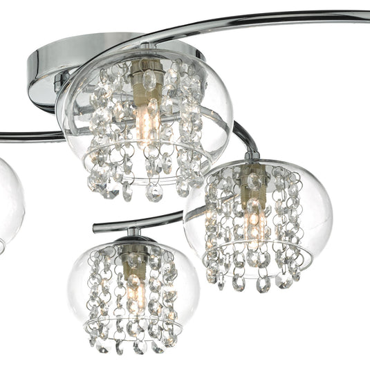 Dar Lighting ELM6450 Elma 6lt Semi Flush Polished Chrome & Crystal - 35013