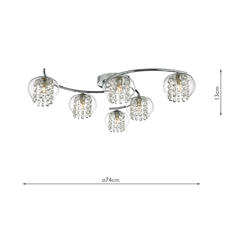 Load image into Gallery viewer, Dar Lighting ELM6450 Elma 6lt Semi Flush Polished Chrome &amp; Crystal - 35013
