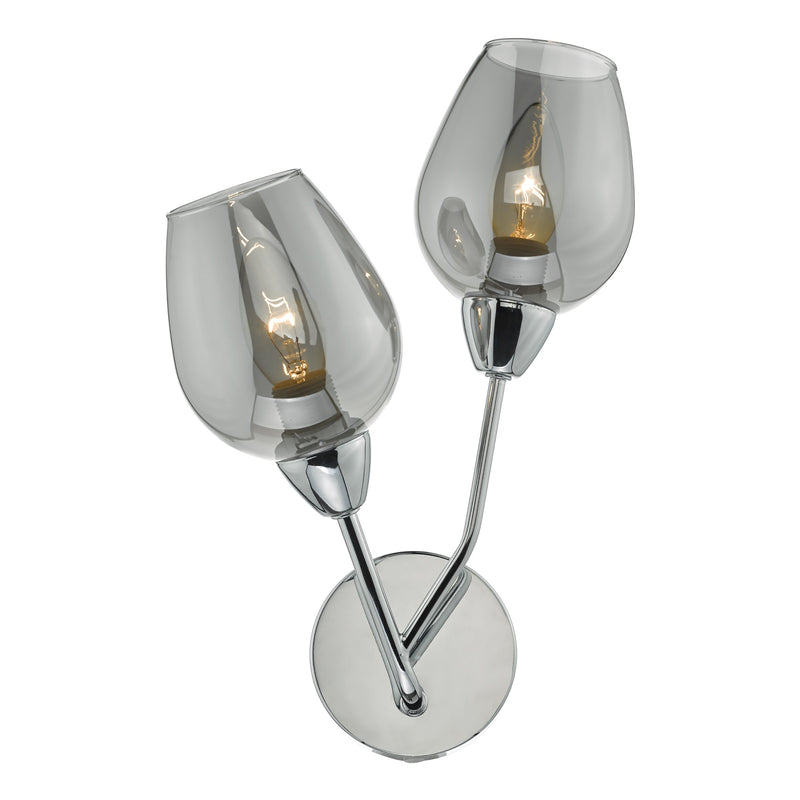 Load image into Gallery viewer, Dar Lighting ELO0910 Eloise 2lt Wall Light Polished Chrome &amp; Glass - 35014
