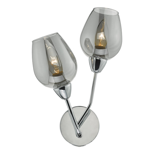 Dar Lighting ELO0910 Eloise 2lt Wall Light Polished Chrome & Glass - 35014