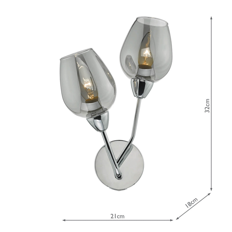 Load image into Gallery viewer, Dar Lighting ELO0910 Eloise 2lt Wall Light Polished Chrome &amp; Glass - 35014

