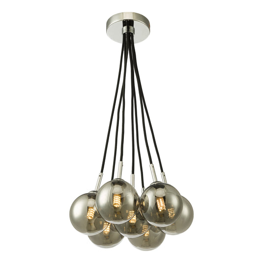 Dar Lighting ELP342-01 Elpis 7 Light Cluster Pendant Polished Chrome Smoked Glass - 36905