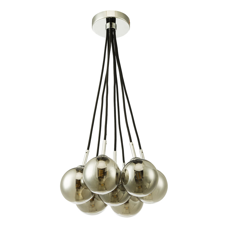 Load image into Gallery viewer, Dar Lighting ELP342-01 Elpis 7 Light Cluster Pendant Polished Chrome Smoked Glass - 36905
