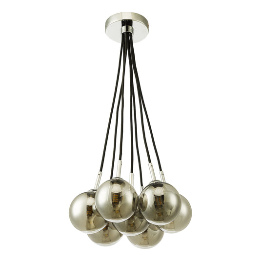 Dar Lighting ELP342-01 Elpis 7 Light Cluster Pendant Polished Chrome Smoked Glass - 36905