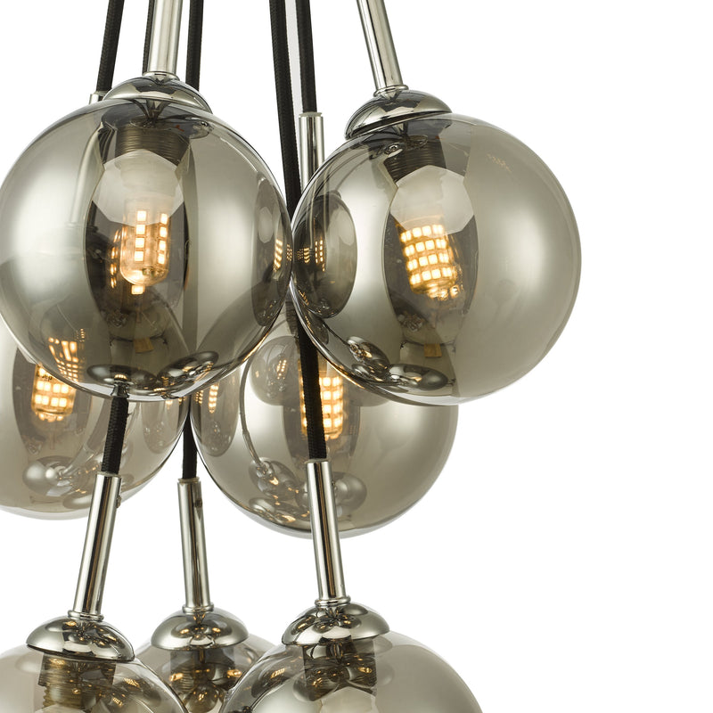 Load image into Gallery viewer, Dar Lighting ELP342-01 Elpis 7 Light Cluster Pendant Polished Chrome Smoked Glass - 36905
