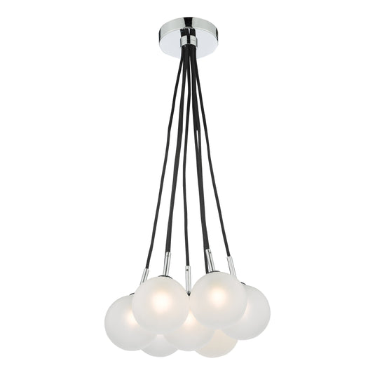 Dar Lighting ELP342-02 Elpis 7 Light Cluster Pendant Polished Chrome Opal Glass - 36906