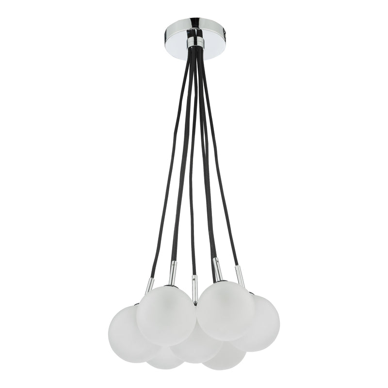 Load image into Gallery viewer, Dar Lighting ELP342-02 Elpis 7 Light Cluster Pendant Polished Chrome Opal Glass - 36906

