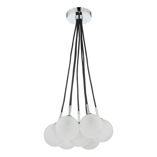 Dar Lighting ELP342-02 Elpis 7 Light Cluster Pendant Polished Chrome Opal Glass - 36906