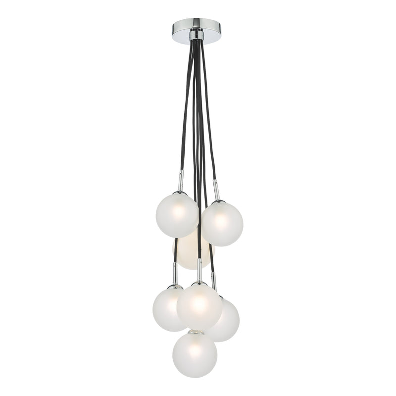 Load image into Gallery viewer, Dar Lighting ELP342-02 Elpis 7 Light Cluster Pendant Polished Chrome Opal Glass - 36906
