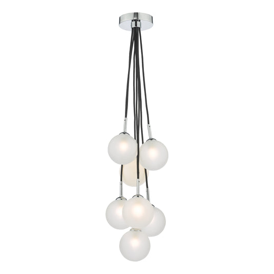 Dar Lighting ELP342-02 Elpis 7 Light Cluster Pendant Polished Chrome Opal Glass - 36906