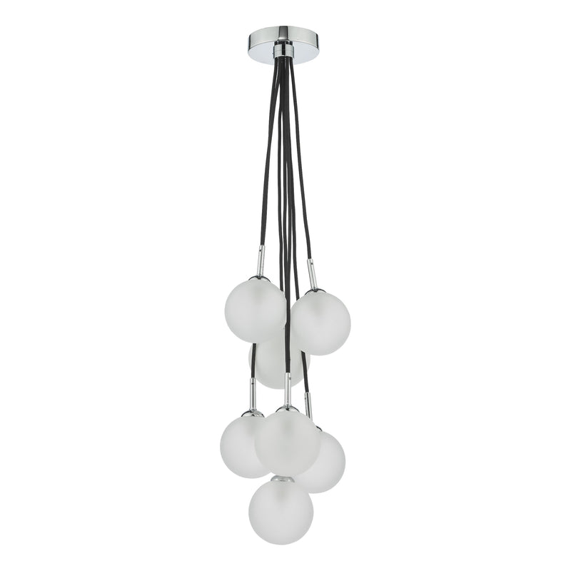 Load image into Gallery viewer, Dar Lighting ELP342-02 Elpis 7 Light Cluster Pendant Polished Chrome Opal Glass - 36906
