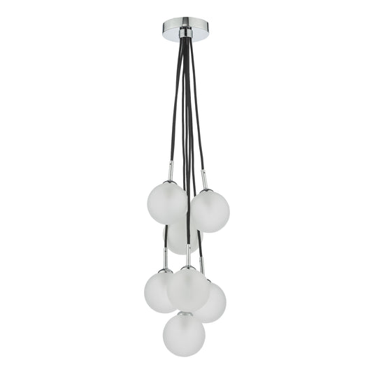 Dar Lighting ELP342-02 Elpis 7 Light Cluster Pendant Polished Chrome Opal Glass - 36906