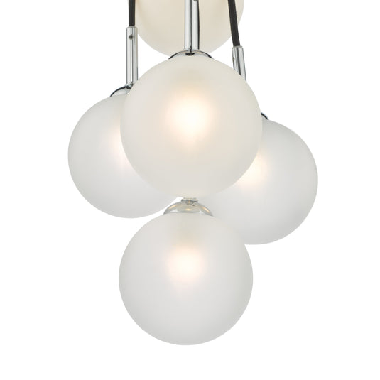 Dar Lighting ELP342-02 Elpis 7 Light Cluster Pendant Polished Chrome Opal Glass - 36906