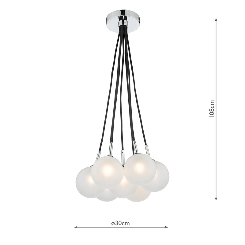 Load image into Gallery viewer, Dar Lighting ELP342-02 Elpis 7 Light Cluster Pendant Polished Chrome Opal Glass - 36906
