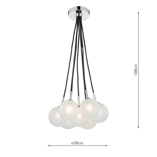 Dar Lighting ELP342-02 Elpis 7 Light Cluster Pendant Polished Chrome Opal Glass - 36906