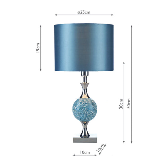 Dar Lighting ELS4223 Elsa Table Lamp Blue Mosaic With Shade - 37128