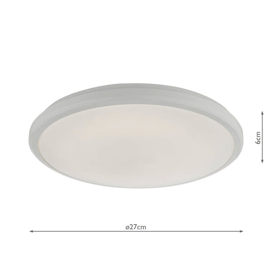 Dar Lighting EMM522 Emmett Flush White Acrylic Medium IP44 LED - 35017