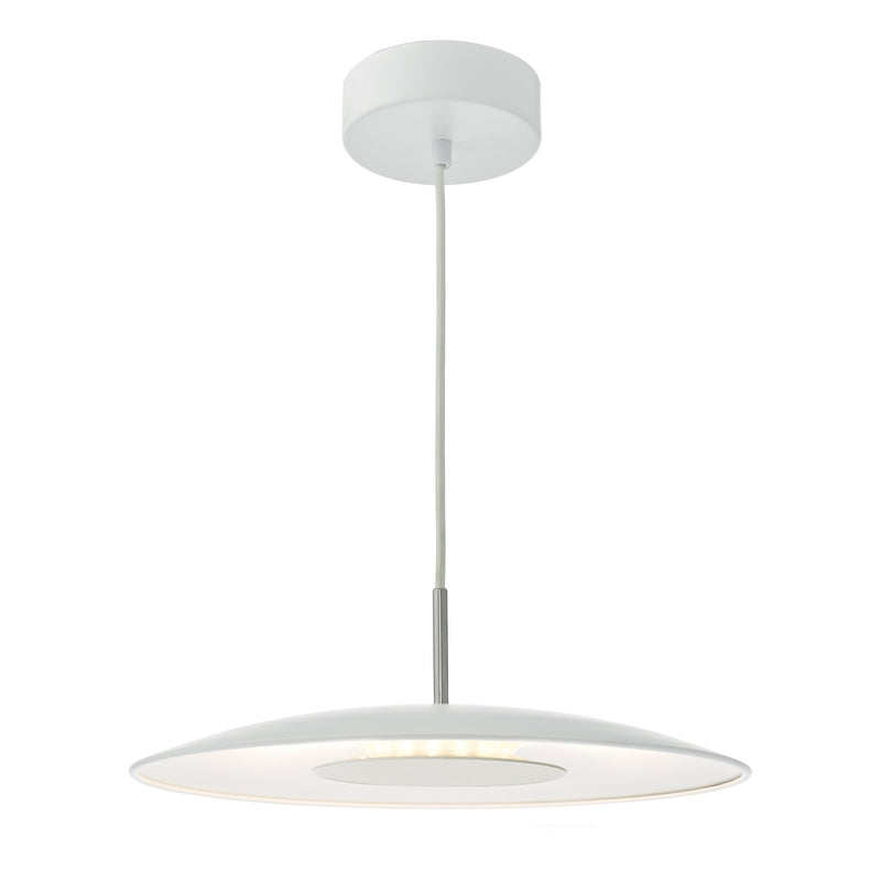 Load image into Gallery viewer, Dar Lighting ENO012 Enoch LED Metal Flying Saucer Pendant White &amp; Stainless Steel - 35018
