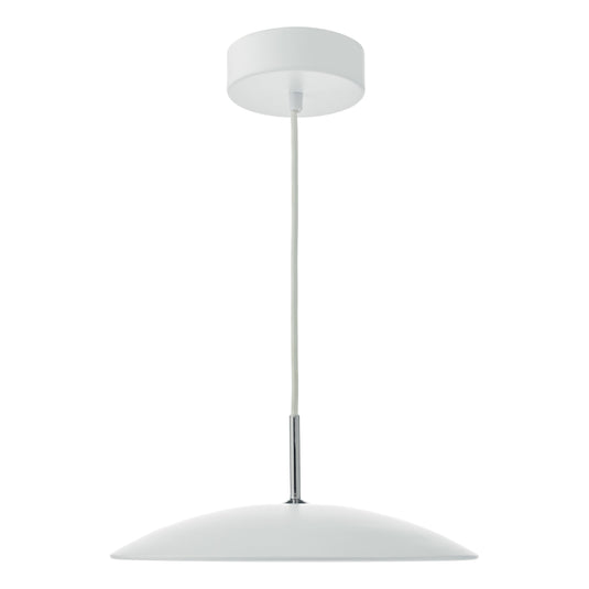 Dar Lighting ENO012 Enoch LED Metal Flying Saucer Pendant White & Stainless Steel - 35018