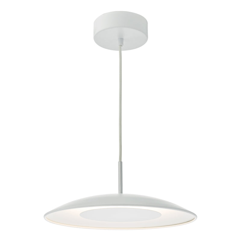 Load image into Gallery viewer, Dar Lighting ENO012 Enoch LED Metal Flying Saucer Pendant White &amp; Stainless Steel - 35018
