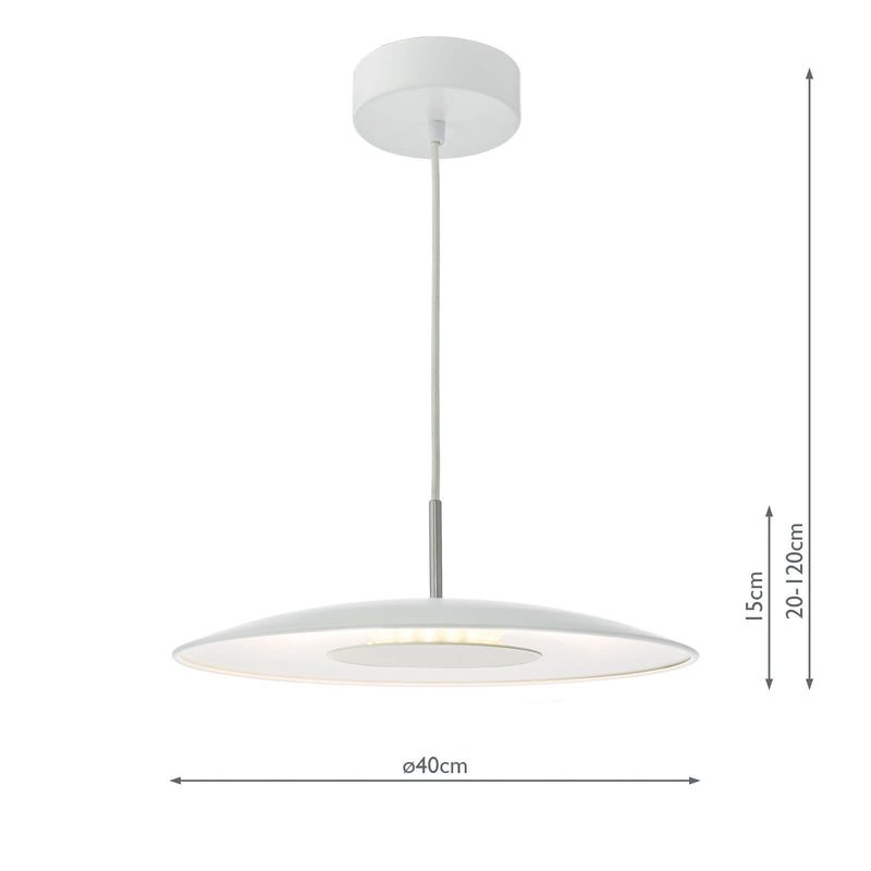 Load image into Gallery viewer, Dar Lighting ENO012 Enoch LED Metal Flying Saucer Pendant White &amp; Stainless Steel - 35018
