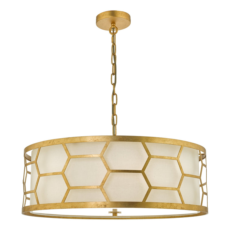 Load image into Gallery viewer, Dar Lighting EPS0412 Epstein 4lt Pendant Gold With Ivory Shade &amp; Frosted Glass Diffuser - 35025
