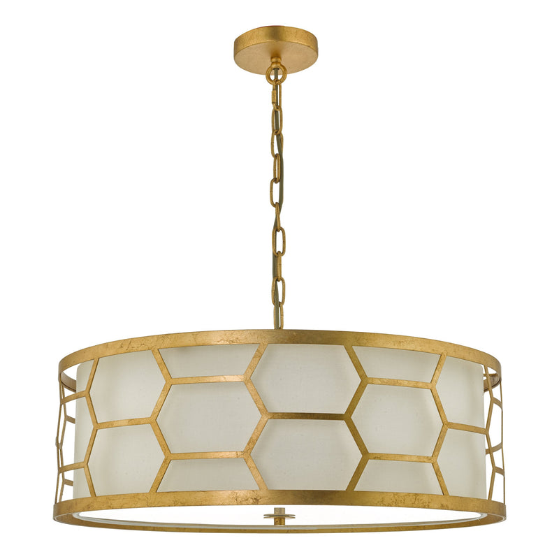 Load image into Gallery viewer, Dar Lighting EPS0412 Epstein 4lt Pendant Gold With Ivory Shade &amp; Frosted Glass Diffuser - 35025
