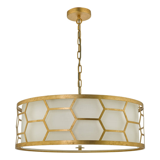 Dar Lighting EPS0412 Epstein 4lt Pendant Gold With Ivory Shade & Frosted Glass Diffuser - 35025