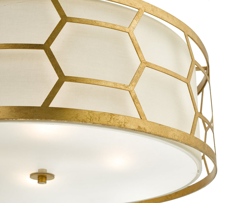Load image into Gallery viewer, Dar Lighting EPS0412 Epstein 4lt Pendant Gold With Ivory Shade &amp; Frosted Glass Diffuser - 35025
