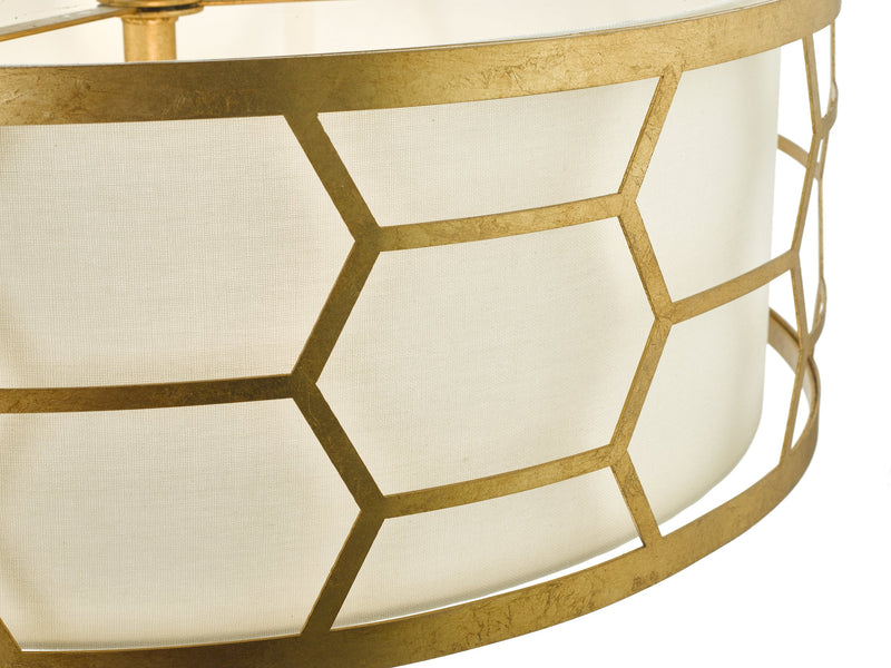 Load image into Gallery viewer, Dar Lighting EPS0412 Epstein 4lt Pendant Gold With Ivory Shade &amp; Frosted Glass Diffuser - 35025
