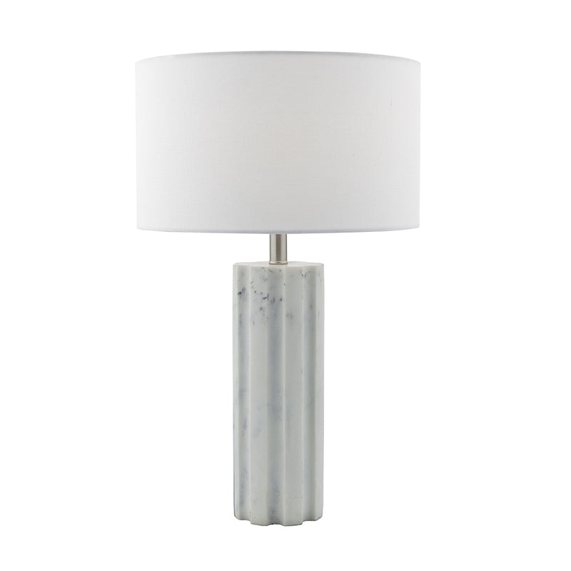 Load image into Gallery viewer, Dar Lighting ERE422 Erebus Table Lamp Stone c/w White Linen Shade - 35028
