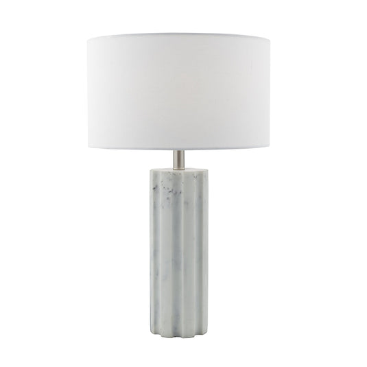 Dar Lighting ERE422 Erebus Table Lamp Stone c/w White Linen Shade - 35028