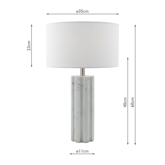 Dar Lighting ERE422 Erebus Table Lamp Stone c/w White Linen Shade - 35028