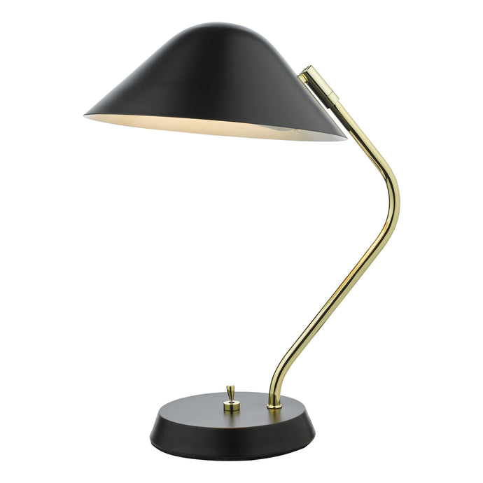 Dar Lighting ERN4122 Erna 1 Light Table Lamp Polished Brass Satin Black - 36907