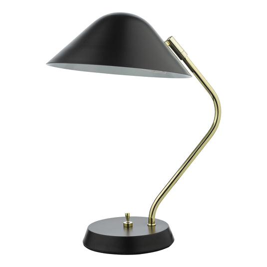 Dar Lighting ERN4122 Erna 1 Light Table Lamp Polished Brass Satin Black - 36907