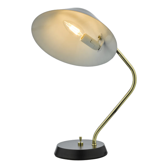 Dar Lighting ERN4122 Erna 1 Light Table Lamp Polished Brass Satin Black - 36907